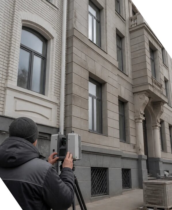 Лазерное сканирование фасадов зданий для обследования в Саянске
